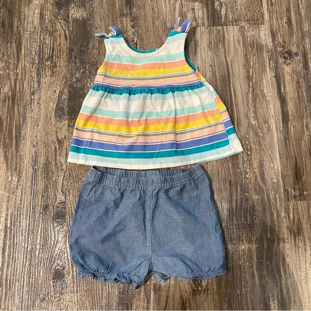 ❌SOLD❌ Carter's Baby Girls Striped Little Short Set, 2 Pieces - Blue